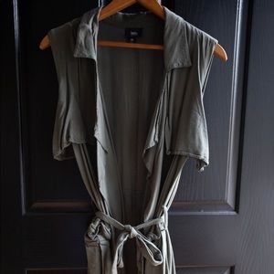 MOSSIMO Long Army Green Vest with Tie Belt